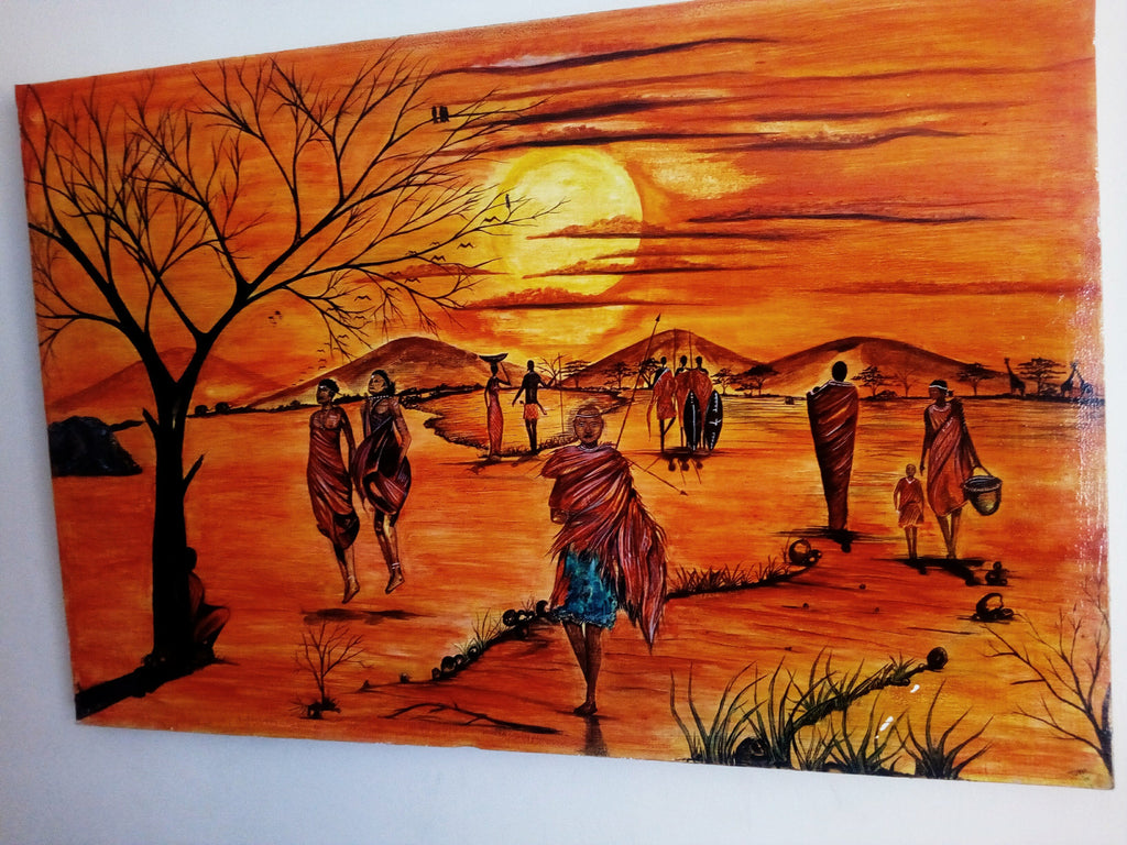 Hand Painted: African Evening Sun - WallArtKenya- Art Kenya