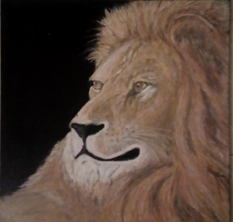 Hand Painted: Idle Lion - WallArtKenya- Art Kenya